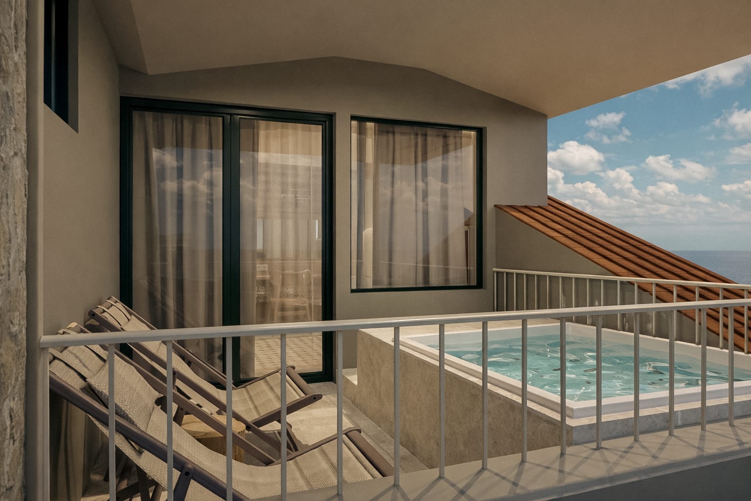 Tiara Holidays - Zeus Kassandra Lagoon - Azure Sky Seaview Jetted Pool Loft Suite - bazen